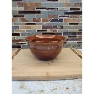 Vintage Marcrest Nesting Bowl, Brown Ribbed Oven Proof Stoneware